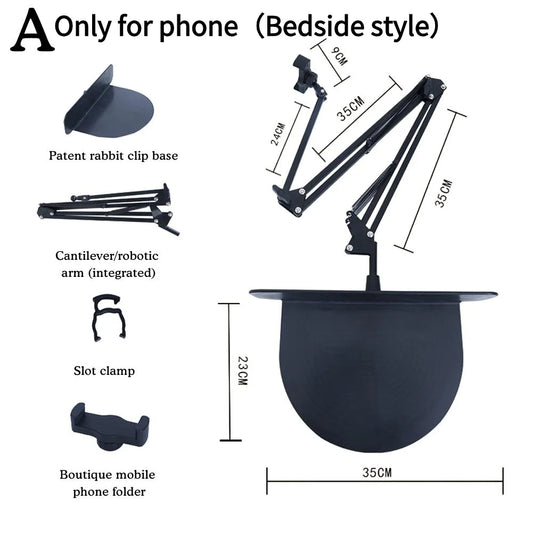 Retractable Hidden Bedside Phone Tablet Holder 360° Rotating Flexible Desktop Phone Mount Lazy Bracket Bed Desk Tablet Stand