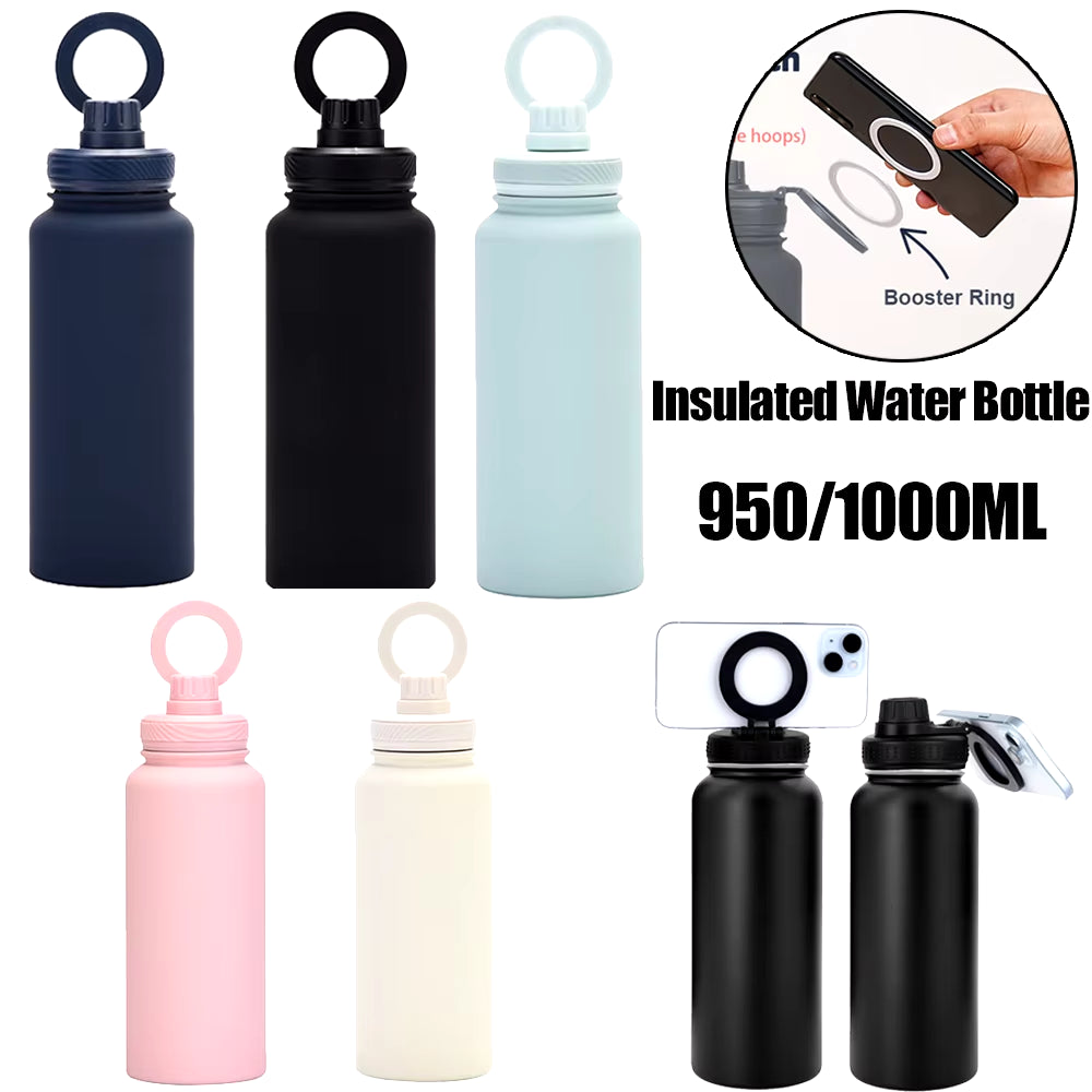 For Magsafe 1L/950ML Insulated Bottle Water Bottle with Rotating Phone Holder Thermal Water Cup Thermal Mug for Outdoor Sports