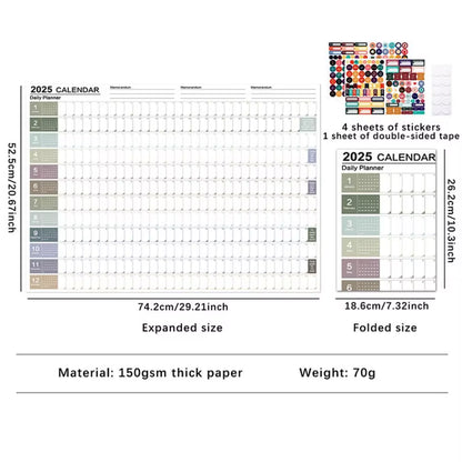 Agenda Schedule 2025 Wall Calendar Planner 365 Days to Do List 2025 Wall Hanging Calendar Organizing Planning Memo Pad