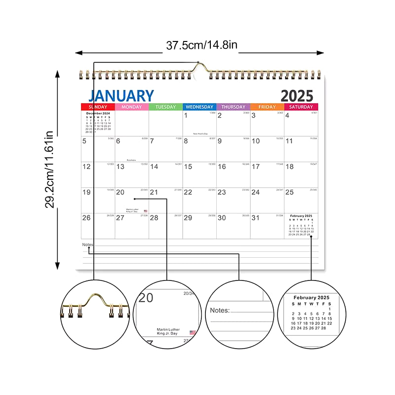 2025-2026 Calendar Wall Calendar Large Block 18 Month 2025 Calendar Annual Yearly Planner with Dates & Notes Jan 2025-Jun 2026