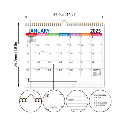 2025-2026 Calendar Wall Calendar Large Block 18 Month 2025 Calendar Annual Yearly Planner with Dates & Notes Jan 2025-Jun 2026