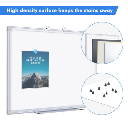 24"×18" Wall Mounted White Board - Magnetic Dry Erase Board for Wall, Whiteboard with Pen Tray, for Office Home School Supplies, Silver Aluminum Frame