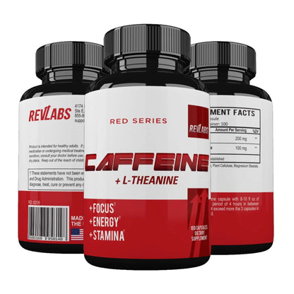 - Caffeine Pills + L Theanine - Energy and Focus Supplement for Men and Women - 100Mg of Caffeine + 200Mg of L-Theanine - 100 Capsules