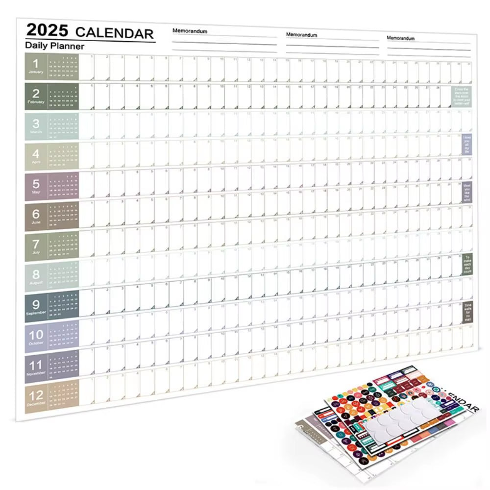 Agenda Schedule 2025 Wall Calendar Planner 365 Days to Do List 2025 Wall Hanging Calendar Organizing Planning Memo Pad