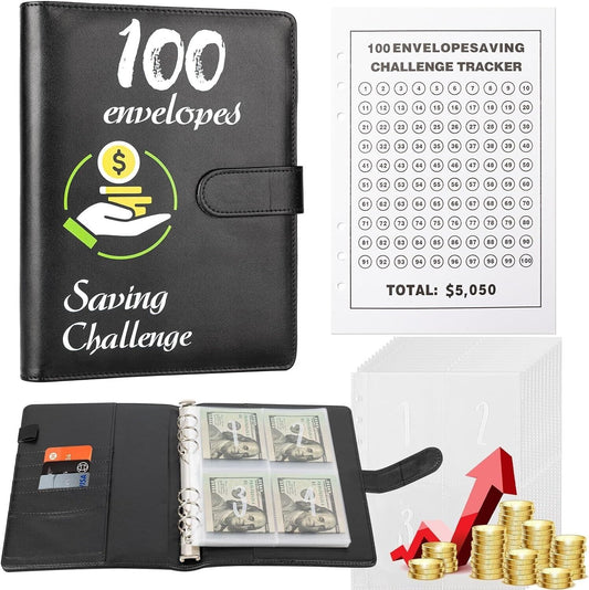 100 Envelopes Money Saving Challenge Binder, A5 Money Saving Challenges Book, Sa