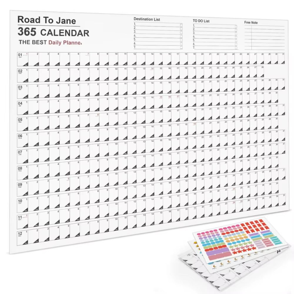 Agenda Schedule 2025 Wall Calendar Planner 365 Days to Do List 2025 Wall Hanging Calendar Organizing Planning Memo Pad