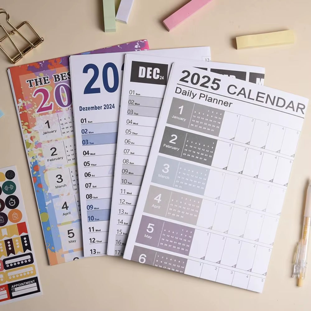 Agenda Schedule 2025 Wall Calendar Planner 365 Days to Do List 2025 Wall Hanging Calendar Organizing Planning Memo Pad